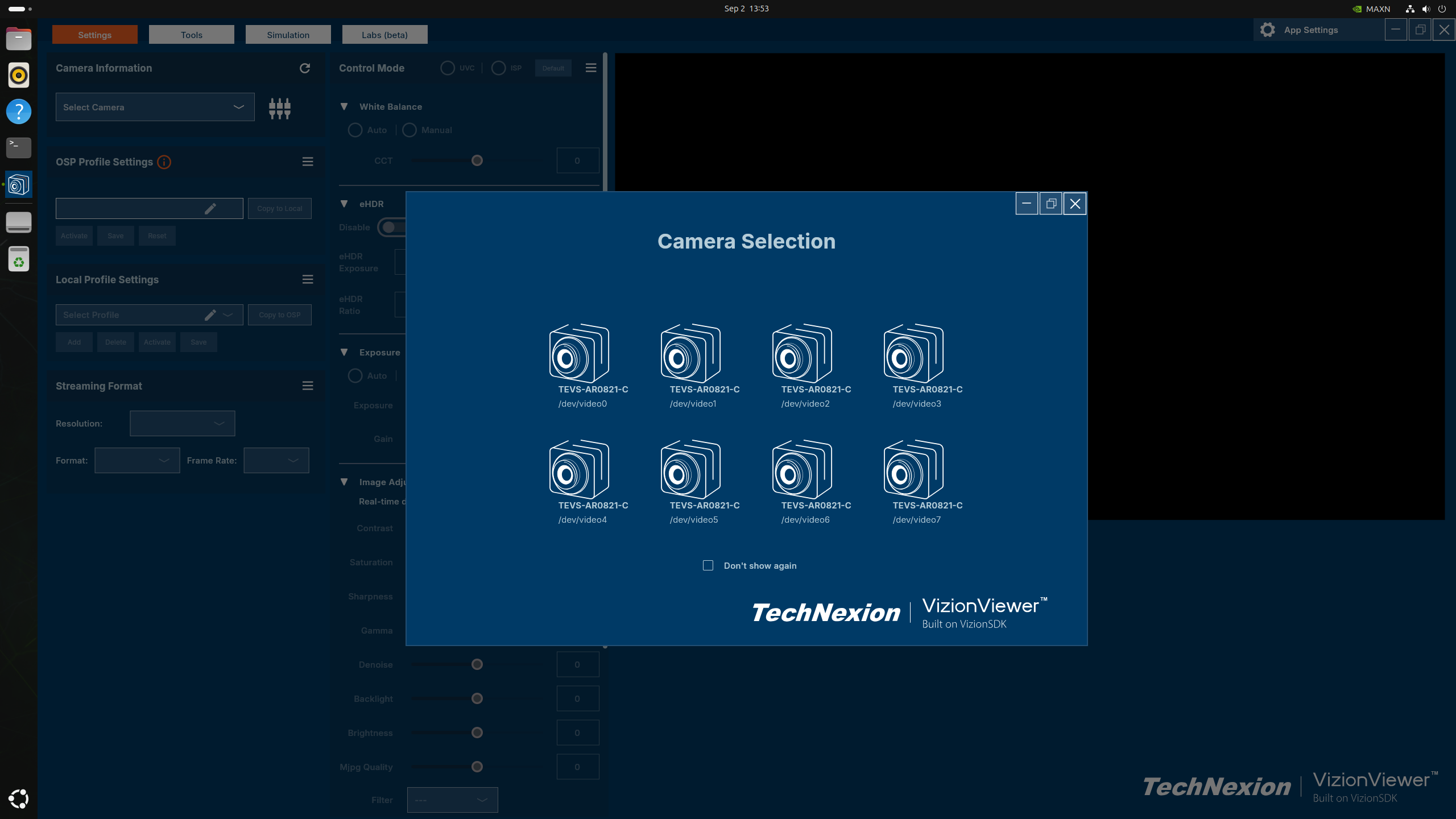 Cameras detected after installing the driver and rebooting
